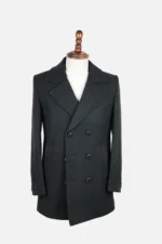 Dark Green Double Brest Woollen Long Coat