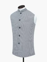 Beige Multicolor Houndstooth Structured Waistcoat - Image 3