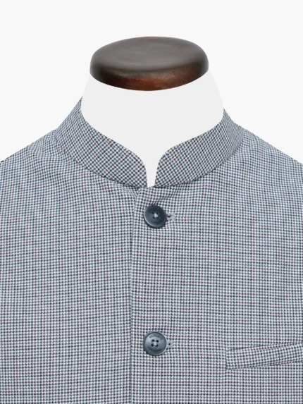 Beige Multicolor Houndstooth Structured Waistcoat