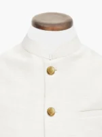 Beige Structured Waistcoat With Golden Buttons - Sartoria - Image 4