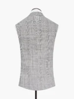 Beige & Grey Checkered Wool Waistcoat - Image 2