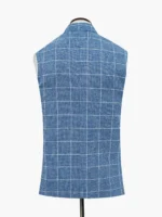 Blue & White Wool & Linen Blended Waistcoat - Sartoria - Image 2