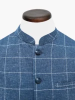 Blue & White Wool & Linen Blended Waistcoat - Sartoria