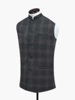 Brown Checkered Formal Waistcoat - Image 3