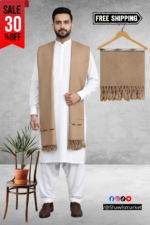 D Khaki Plain 100% Acrylic Men Shawl