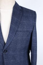 Navy Blue Checkered Formal Coat - Image 2