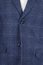Navy Blue Checkered Formal Coat - Image 3