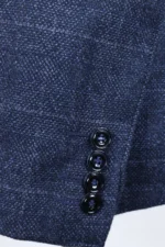 Navy Blue Checkered Formal Coat - Image 4