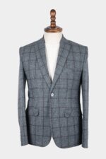 Grey Checked Formal Coat