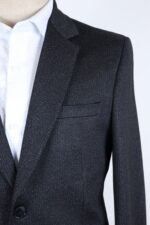 Black Textured Formal Coat - Image 2