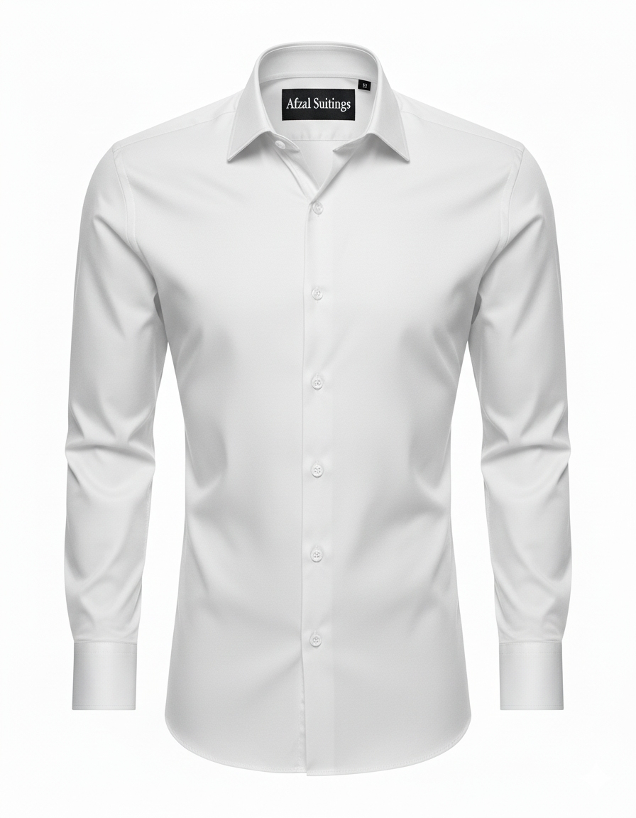 FS1315-7SF Off White Plain Tailored Smart Fit Shirt - Image 1