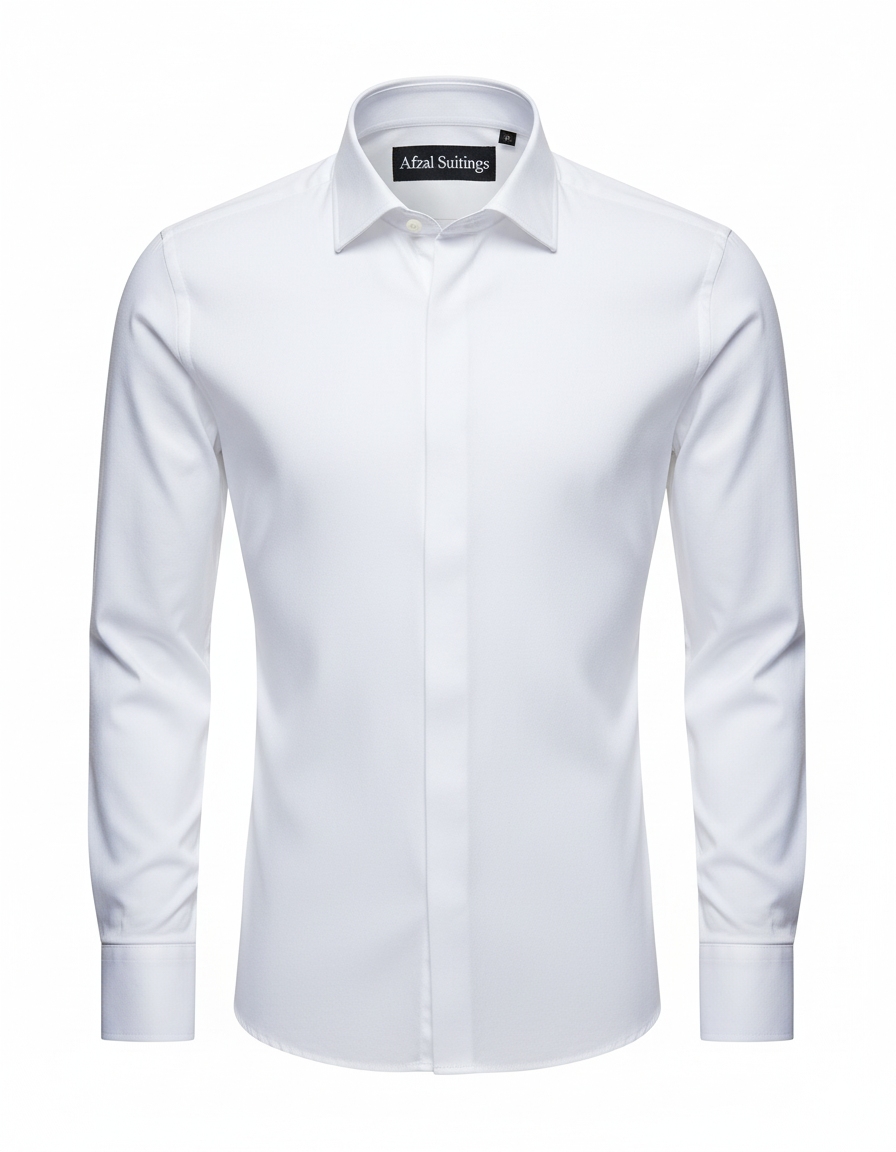 FS1318-16RF White Plain Classic Fit Shirt - Image 1