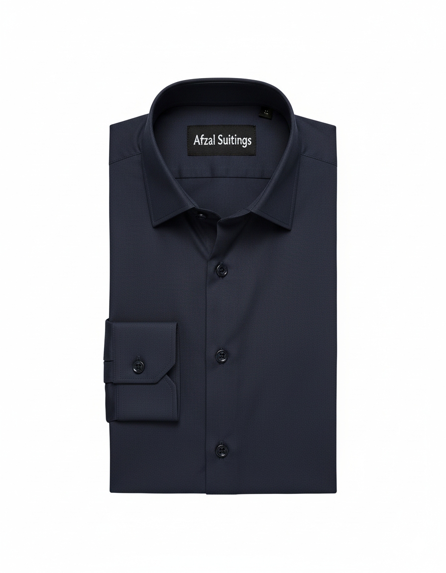 FS1324-3RF Black Plain Classic Fit Shirt - Image 1