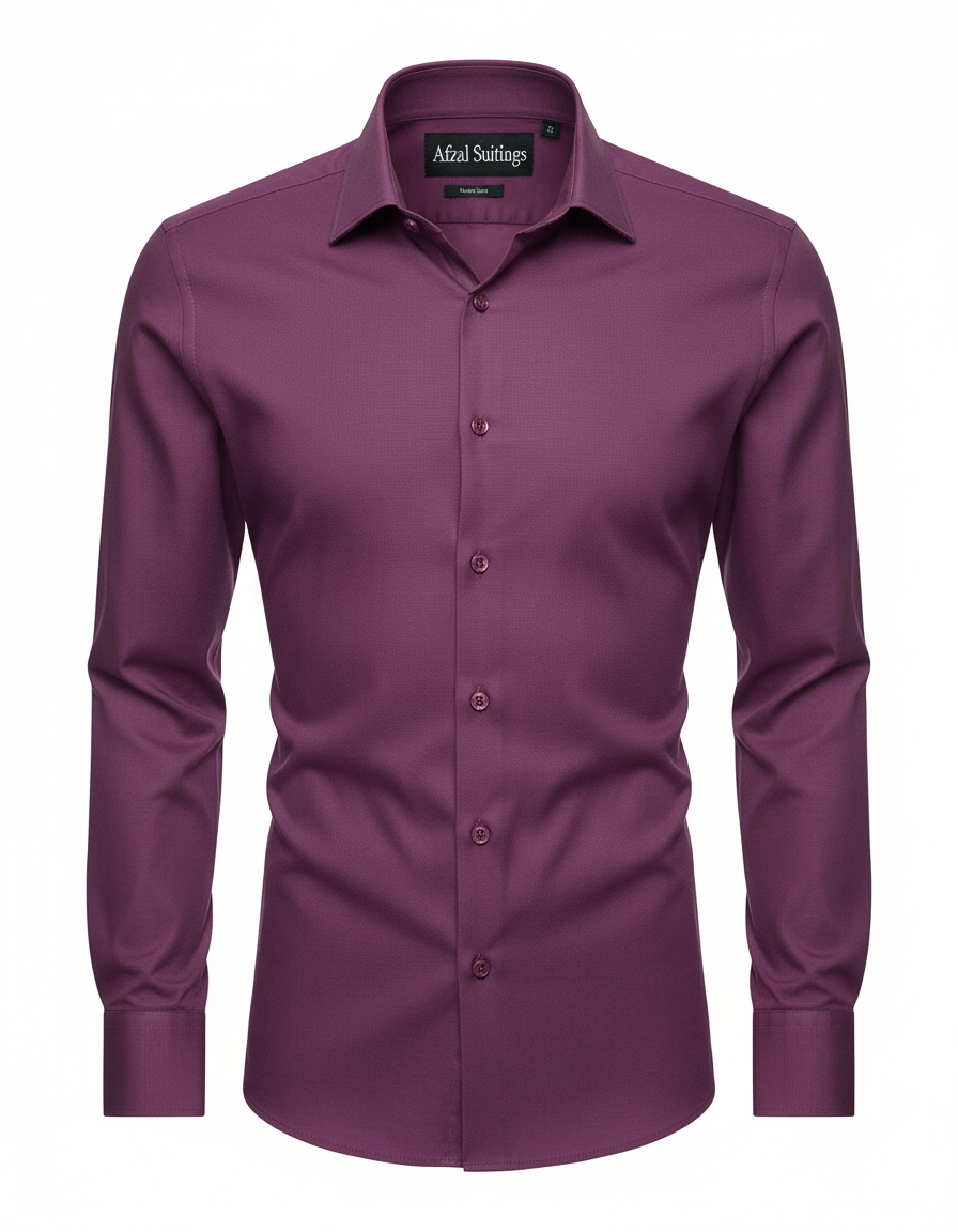 FS1622SF Plum Plain Smart Fit Shirt - Image 1