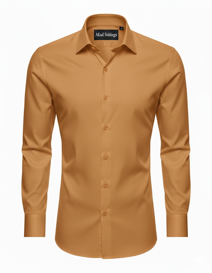 FS1631RF Rust Plain Classic Fit Shirt - Image 1