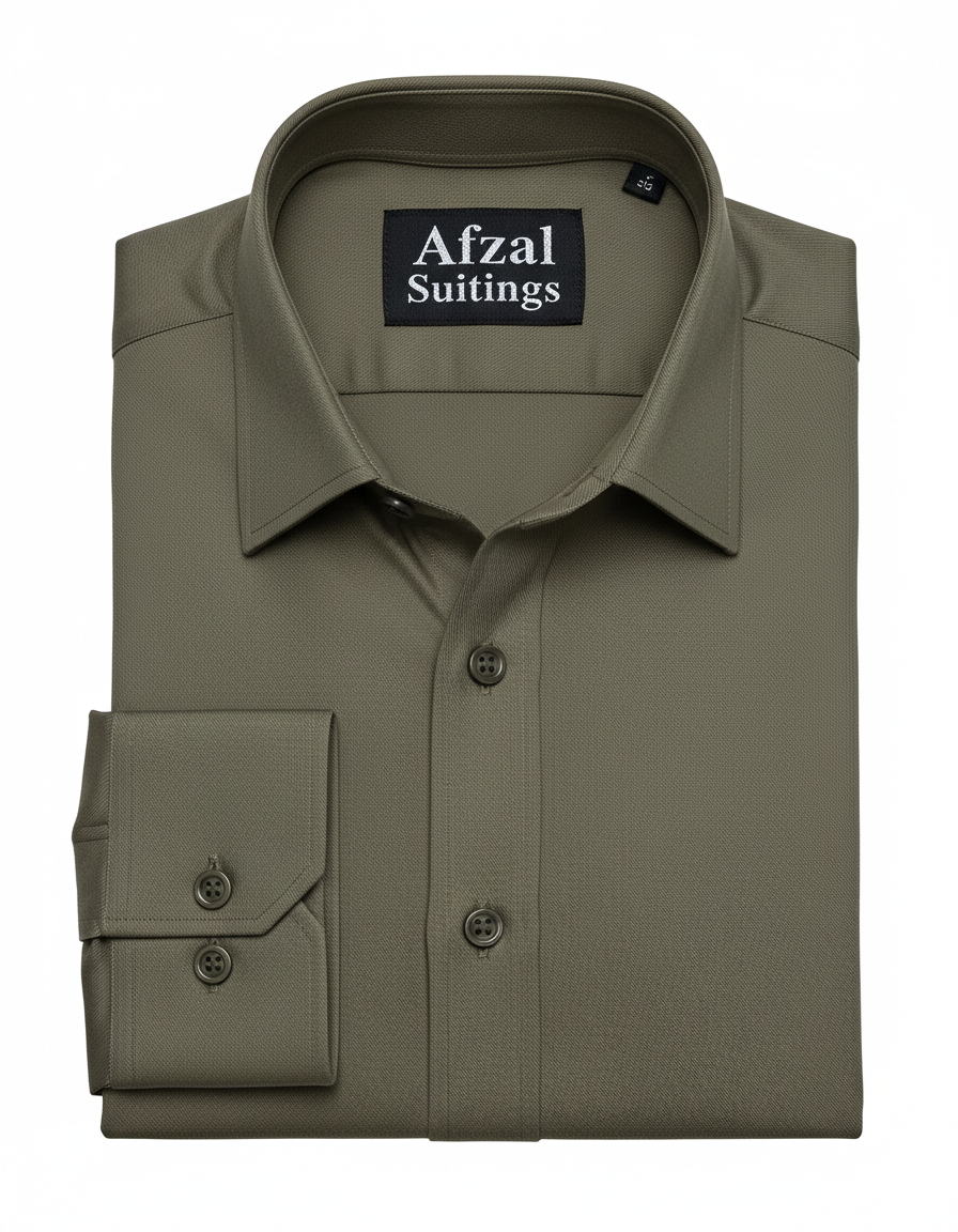 FS1657-2RF Green Plain Classic Fit Shirt - Image 1