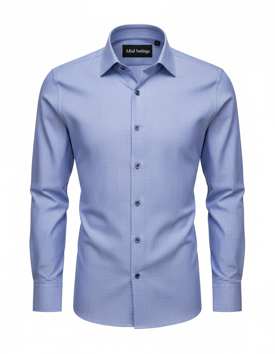 FS2343-3RF Blue Plain Classic Fit Shirt - Image 1