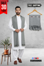 Grey Plain Wool Blend Men Shawl