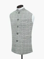 Grey Windowpane Checkered Waistcoat - Image 3