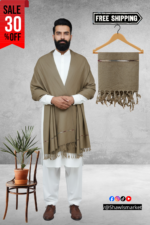 L Brown Plain 100% Wool Men Shawl