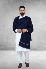 Navy Plain 100% Acrylic Men Shawl - Image 3