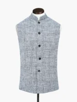 Navy Blue & White Structured Waistcoat - Image 3