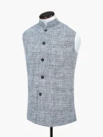 Navy Blue & White Structured Waistcoat - Image 3
