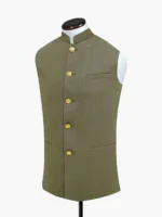 Olive Green Linen Structured Waistcoat - Image 3