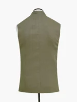 Olive Green Linen Structured Waistcoat - Image 5