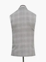 Sand Brown Checkered Formal Waistcoat - Image 2